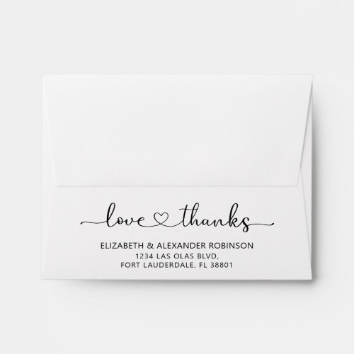 Elegant Calligraphy Heart Script Wedding Envelope