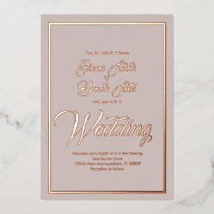 Elegant Calligraphy Heart Wedding Pressed   Foil  Invitation