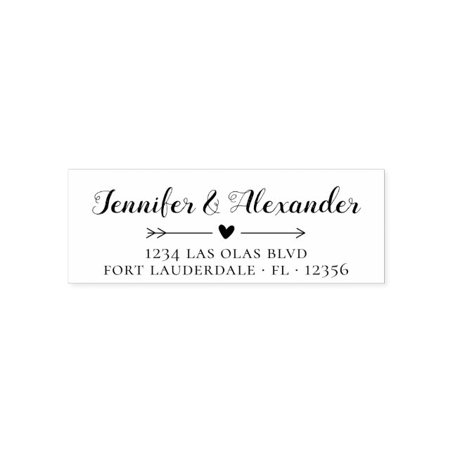 Elegant Calligraphy Heart Wedding Return Address  Self-inking Stamp (Design)