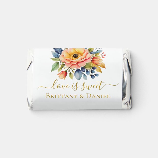 Elegant Calligraphy Heart Wedding-themed Gold Mr.  Hershey's Miniatures (Front)