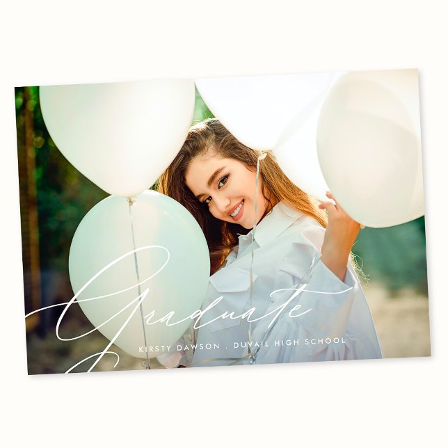 Elegant Calligraphy High School 2 Photo graduation Announcement (Creator Uploaded)