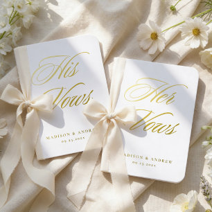 Elegant Calligraphy His and Hers Wedding Foil Vow Books