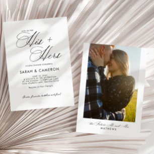 Elegant Calligraphy His Her Couple Shower Photo Invitation