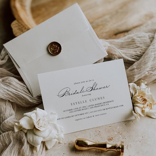 Elegant Calligraphy Horizontal Bridal Shower  Invitation