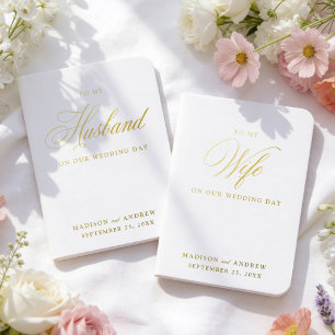 Elegant Calligraphy Husband and Wife Wedding Foil Vow Books