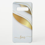 Elegant Calligraphy Initials Gold White  Samsung Galaxy S10  Case<br><div class="desc">The design is a photo and the cases are not made with actual glitter, sequins, metals or woods. This design is also available on other phone models. Choose Device Type to see other iPhone, Samsung Galaxy or Google cases. Some styles may be changed by selecting Style if that is an...</div>