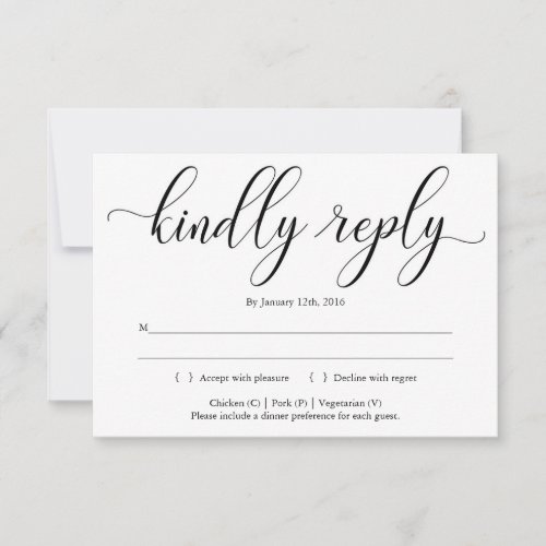 Elegant Calligraphy Invitation Reply Card Insert