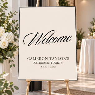 Elegant Calligraphy Ivory Retirement Party Welcome Foam Board
