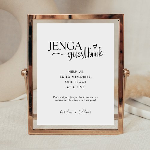 Elegant Calligraphy Jenga Guest Book Wedding Sign