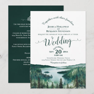 Elegant Calligraphy Lake Tahoe QR Code Wedding Invitation