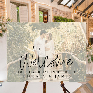 Elegant Calligraphy Landscape Wedding Welcome Sign