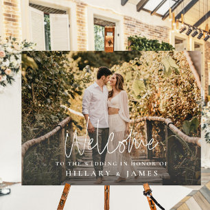 Elegant Calligraphy Landscape Wedding Welcome Sign