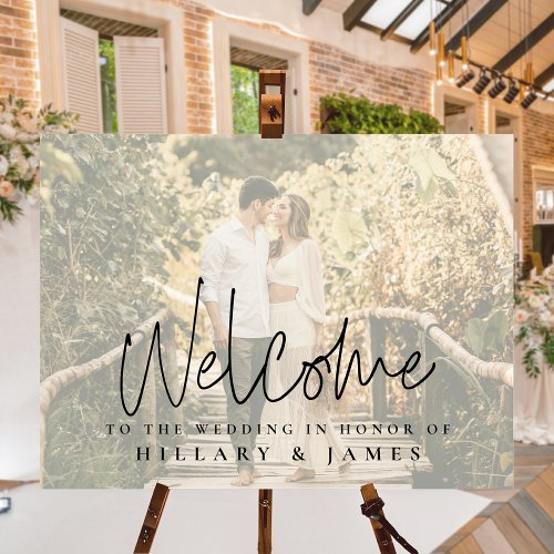 Elegant Calligraphy Landscape Wedding Welcome Sign