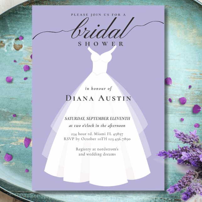 Elegant Calligraphy Lavender Lilac Bridal Shower Invitation (Elegant Calligraphy Lavender Lilac Bridal Shower Invitation)