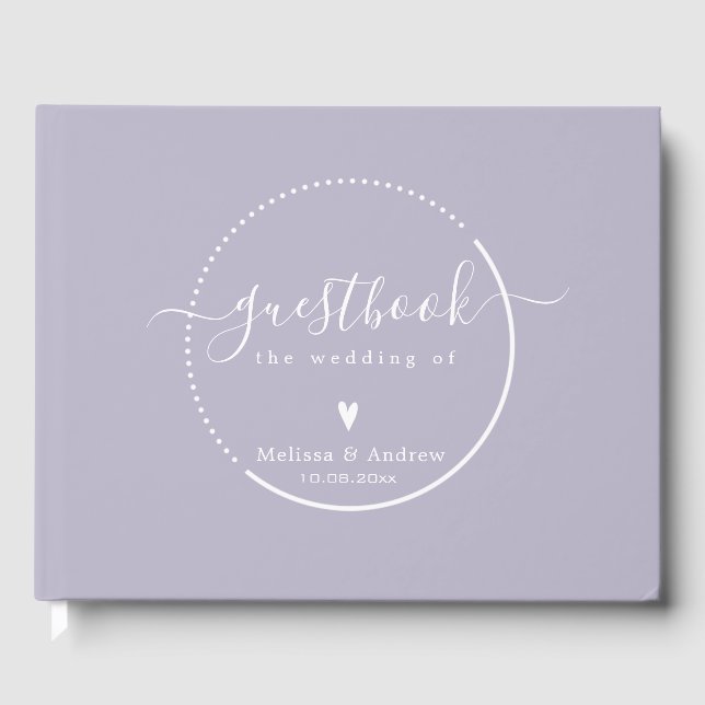 Elegant Calligraphy - Lavender Wedding Guest Book (Front)
