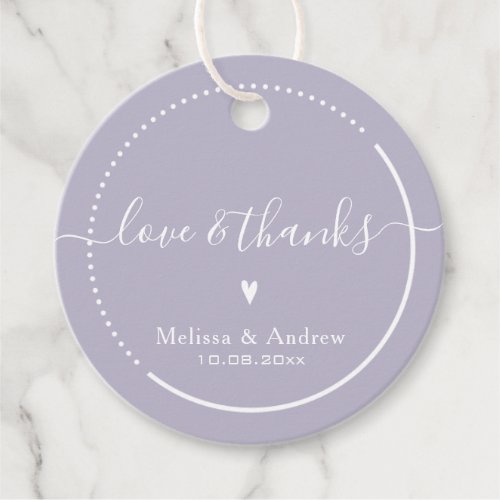 Elegant Calligraphy Lavender Wedding Love  Thanks Favor Tags