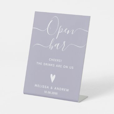 Elegant Calligraphy Lavender Wedding Open Bar