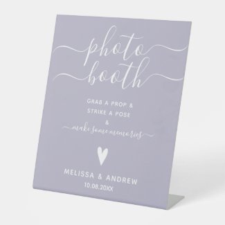Elegant Calligraphy Lavender Wedding Photobooth Pedestal Sign
