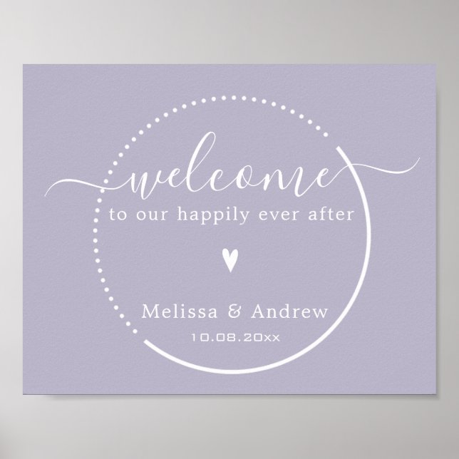 Elegant Calligraphy - Lavender Wedding Welcome Poster (Front)
