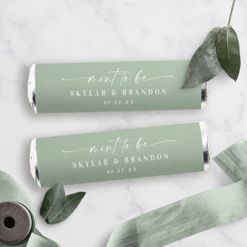 Elegant Calligraphy Leaf Green Wedding Monogram Breath Savers® Mints by GraphicBrat at Zazzle