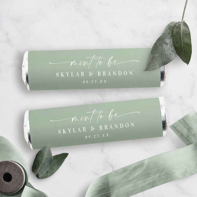 Elegant Calligraphy Leaf Green Wedding Monogram Breath Savers® Mints (Creator Uploaded)