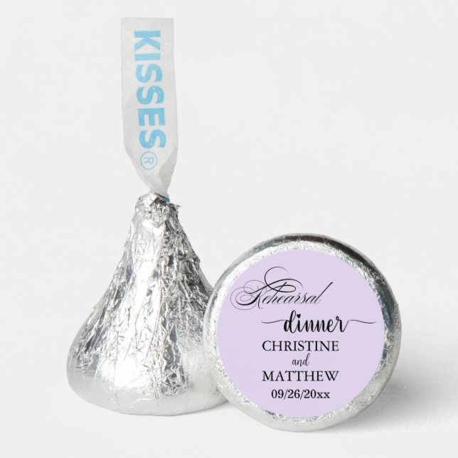 Elegant Calligraphy Light Purple Rehearsal Dinner Hershey®'s Kisses® (Front)