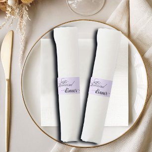Elegant Calligraphy Light Purple Rehearsal Dinner Napkin Bands