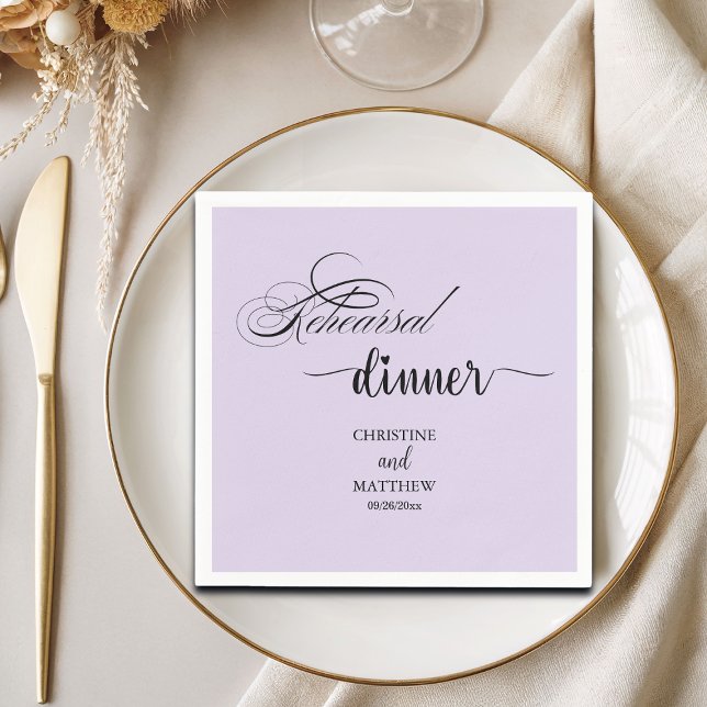 Elegant Calligraphy Light Purple Rehearsal Dinner Napkins (Creator Uploaded)
