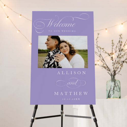 Elegant Calligraphy Lilac Wedding Welcome Sign
