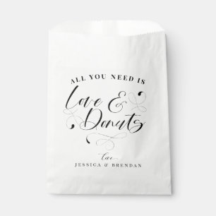Elegant Calligraphy Love & Donuts Wedding Favor Bag