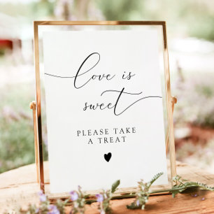 Elegant Calligraphy Love Is Sweet Dessert Table Poster
