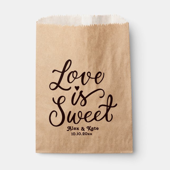 Elegant Calligraphy Love is Sweet Wedding Favor Bag (Front)