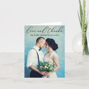 Elegant Calligraphy Love Thanks Photo Note Letterpress Thank You Card