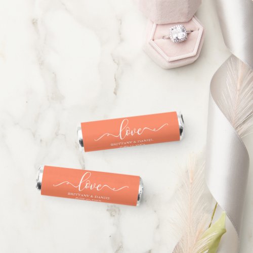 Elegant Calligraphy Love Wedding Coral Breath Savers Mints