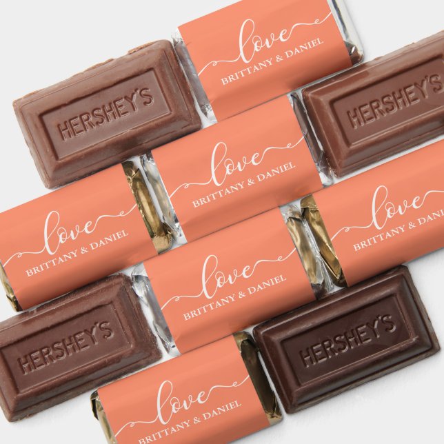 Elegant Calligraphy Love Wedding Coral Hershey's Miniatures (Assorted)