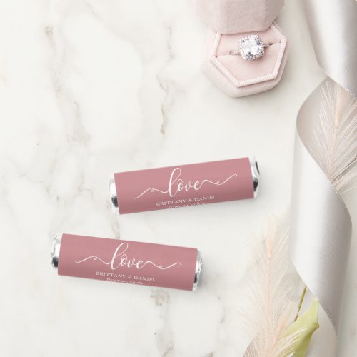 Elegant Calligraphy Love Wedding Dusty Rose Breath Savers Mints