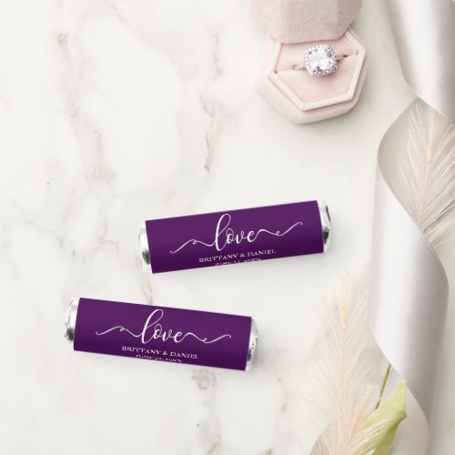 Elegant Calligraphy Love Wedding Purple Breath Savers Mints