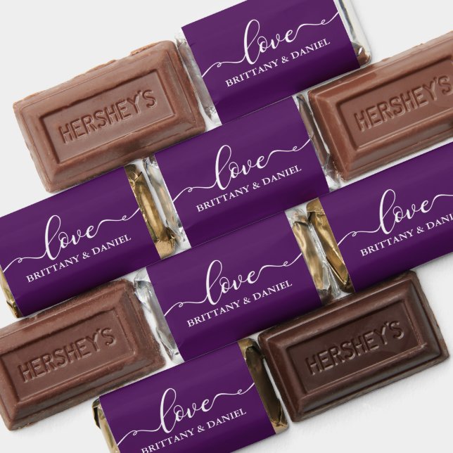 Elegant Calligraphy Love Wedding Purple Hershey's Miniatures (Assorted)