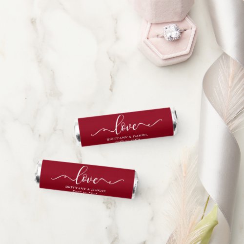 Elegant Calligraphy Love Wedding Red Breath Savers Mints