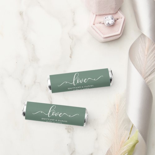 Elegant Calligraphy Love Wedding Sage Green Breath Savers Mints