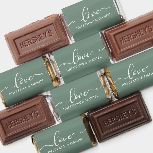 Elegant Calligraphy Love Wedding Sage Green Hershey's Miniatures (Assorted)