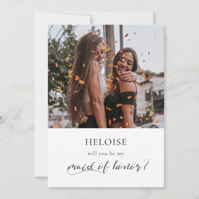 Elegant calligraphy Maid of honor proposal card (Front)