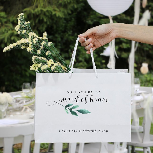 Elegant Calligraphy Maid Of Honor Proposal Large Gift Bag (Creator Uploaded)