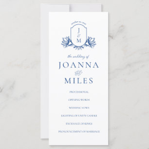 Elegant Calligraphy Marseilles Blue Crest Program