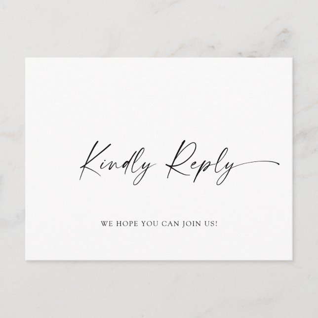 Elegant Calligraphy Menu Choice Wedding RSVP (Front)