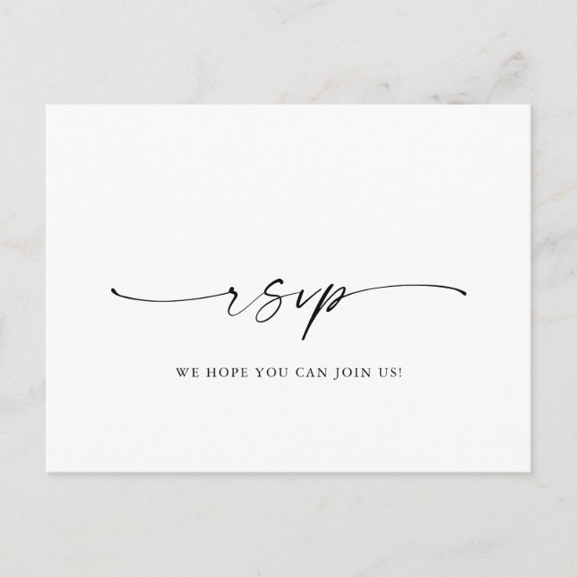 Elegant Calligraphy Menu Choice Wedding RSVP (Front)