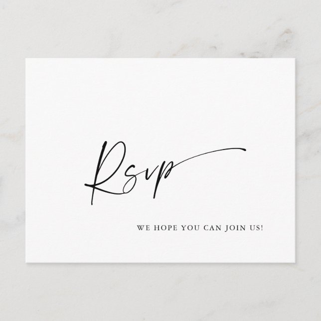 Elegant Calligraphy Menu Choice Wedding RSVP (Front)