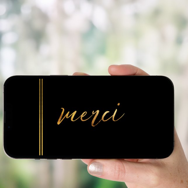 Elegant Calligraphy Merci Custom Thank You Card (Front Digital)