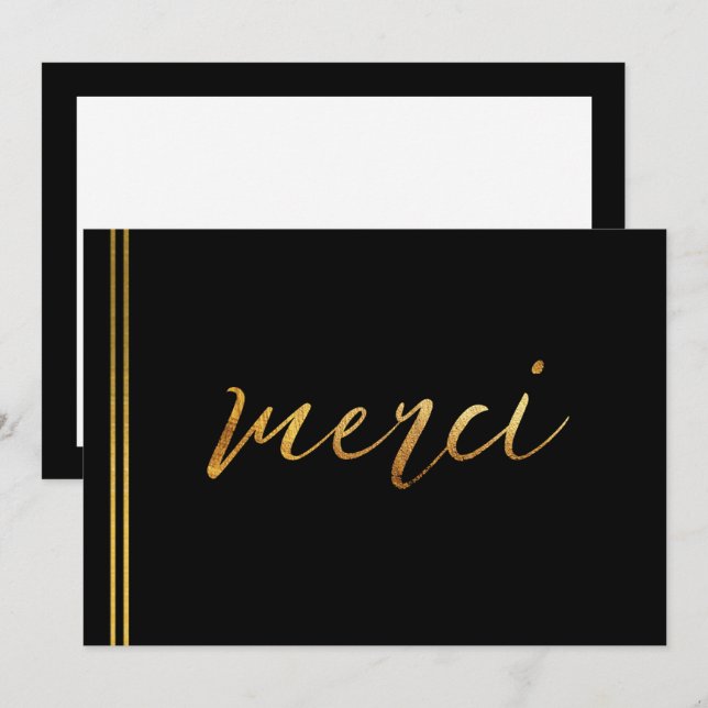 Elegant Calligraphy Merci Custom Thank You Card (Front/Back)