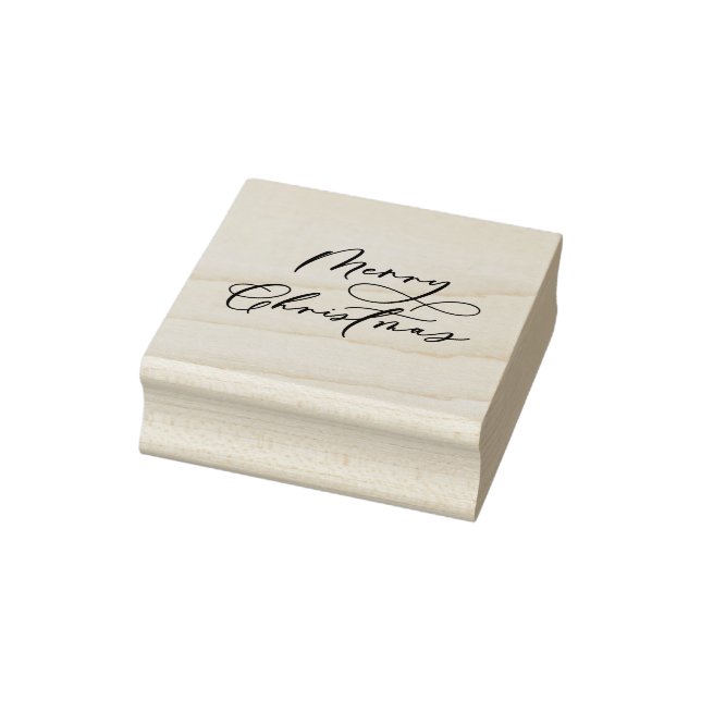 Elegant Calligraphy Merry Christmas Holiday Rubber Stamp (Stamp)